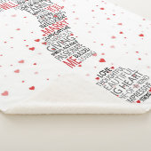 Wil je met me trouwen? Woordwolk met rode harten Sherpa Deken (3/4)