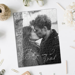 Wil je met me trouwen zwart-wit foto puzzel