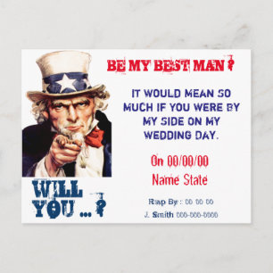 Wil je mijn beste man zijn, bruidsjonker? uitnodiging briefkaart