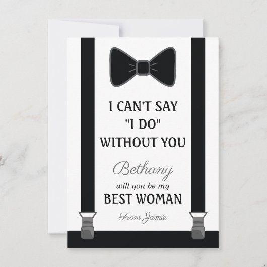Wil je mijn beste vrouw zijn - Tuxedo Stropdas Bra Kaart (Voorkant)