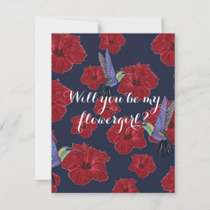 Wil je mijn bloemenmeisje zijn Hummingbirds Hibisc Kaart