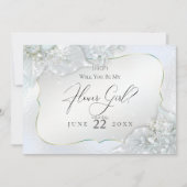 Wil je mijn bloemenmeisje zijn Icy Blue Glitter Kaart (Voorkant)