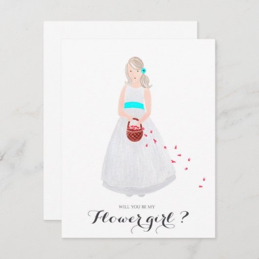 Wil je mijn bloemenmeisje zijn persoonlijke kaart (Voorkant / Achterkant)