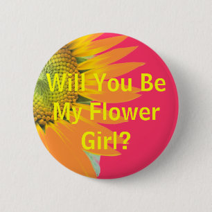 Wil je mijn bloemenmeisje zijn? ronde button 5,7 cm