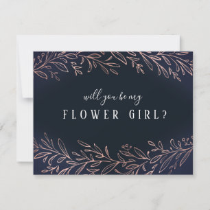 Wil je mijn bloemenmeisje zijn roos goud botanisch kaart