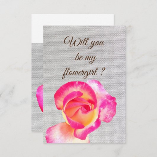 Wil je mijn bloemenmeisje zijn roze uitnodigingska kaart (Voorkant / Achterkant)