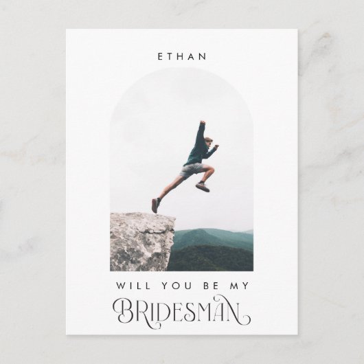 Wil je mijn Bridesman zijn Minimale Foto Moderne B Briefkaart (Voorkant)
