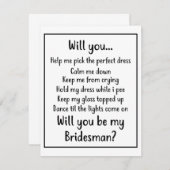 Wil je mijn Bridesman zijn Notitiekaartje (Voorkant / Achterkant)