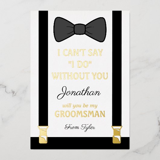 Wil je mijn bruidsjonker zijn folie uitnodiging (Voorkant)