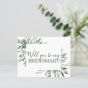 Wil je mijn bruidsmeisje botanische groen Annou Aankondigingskaart