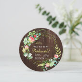 Wil je mijn bruidsmeisje rustieke rozen krans kaart (Staand voorkant)