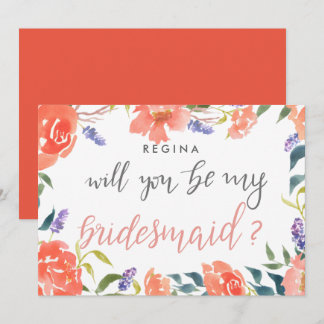 Wil je mijn bruidsmeisje script Bright Florals zij Kaart
