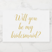 Wil je mijn bruidsmeisje voorstel mini champagne sparkling wijnetiket (Enkel label)