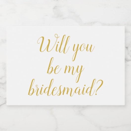 Wil je mijn bruidsmeisje voorstel mini champagne sparkling wijnetiket (Enkel label)