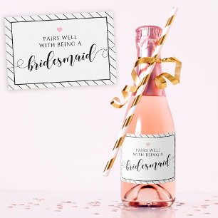 Wil je mijn bruidsmeisje voorstel Mousserende wijn Sparkling Wijnetiket
