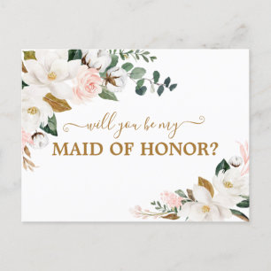 Wil je mijn bruidsmeisje zijn? Blush Pink Floral Briefkaart