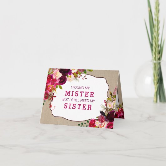 Wil je mijn bruidsmeisje zijn, Bourgondië Bloemen (Voorkant)