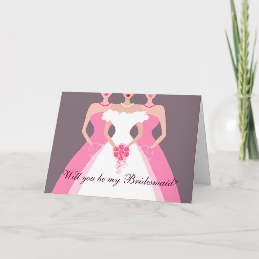 Wil je mijn bruidsmeisje zijn? Bruidsfeest (roze) (Voorkant)