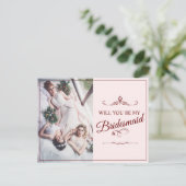 Wil je mijn bruidsmeisje zijn? Drie liegen bruidsm Briefkaart (Staand voorkant)