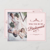 Wil je mijn bruidsmeisje zijn? Drie liegen bruidsm Briefkaart (Voorkant / Achterkant)