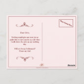 Wil je mijn bruidsmeisje zijn? Drie liegen bruidsm Briefkaart (Achterkant)