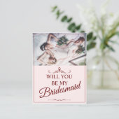 Wil je mijn bruidsmeisje zijn? Drie liegen bruidsm Briefkaart (Staand voorkant)