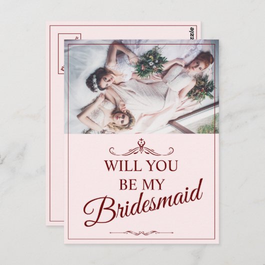 Wil je mijn bruidsmeisje zijn? Drie liegen bruidsm Briefkaart (Voorkant / Achterkant)