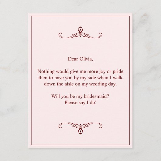 Wil je mijn bruidsmeisje zijn? Drie liegen bruidsm Informatiekaartje (Achterkant)