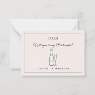 Wil je mijn bruidsmeisje zijn | Elegant Minimalist Notitiekaartje