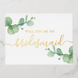 Wil je mijn bruidsmeisje zijn. Elegante gouden euc Folie Uitnodiging Briefkaart