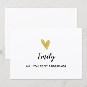 Wil je mijn bruidsmeisje zijn? Elegante gouden har Kaart