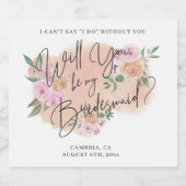 Wil je mijn bruidsmeisje zijn? Etiket mousserende (Enkel label)