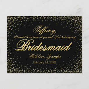 Wil je mijn bruidsmeisje zijn? Golden Glitter Nigh Uitnodiging Briefkaart