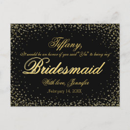 Wil je mijn bruidsmeisje zijn? Golden Glitter Nigh Uitnodiging Briefkaart