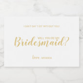 Wil je mijn bruidsmeisje zijn? Goud Modern Script Sparkling Wijnetiket (Enkel label)