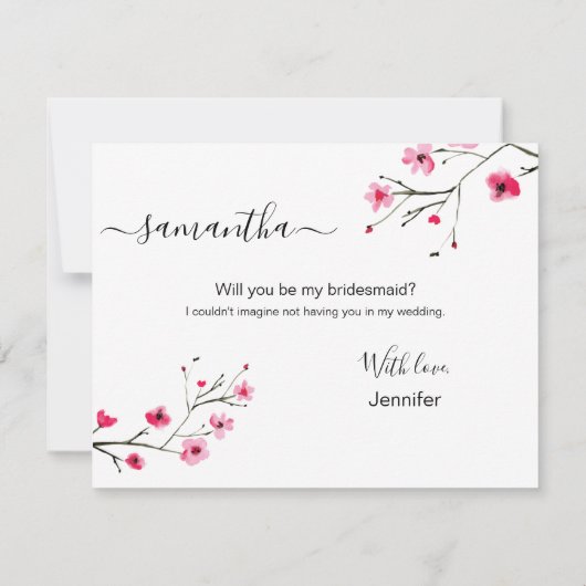 Wil je mijn bruidsmeisje zijn Kersenbloesem bruilo Kaart (Achterkant)