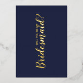 Wil je mijn bruidsmeisje zijn? Marine en Goud Folie Uitnodiging (Voorkant)
