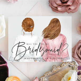 Wil je mijn bruidsmeisje zijn? Meisjes in badjasse Kaart
