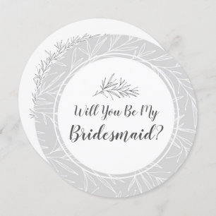 Wil je mijn bruidsmeisje zijn Modern Botanical Lea Kaart