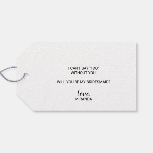 Wil je mijn bruidsmeisje zijn? Modern script Cadeaulabel (Achterkant Horizontaal)