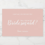 Wil je mijn bruidsmeisje zijn? Modern script Sparkling Wijnetiket (Enkel label)