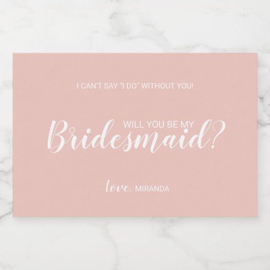 Wil je mijn bruidsmeisje zijn? Modern script Sparkling Wijnetiket (Enkel label)