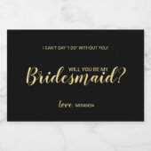 Wil je mijn bruidsmeisje zijn? Modern script spran Sparkling Wijnetiket (Enkel label)