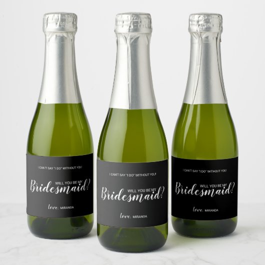 Wil je mijn bruidsmeisje zijn? Modern script spran Sparkling Wijnetiket (Flessen)