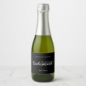 Wil je mijn bruidsmeisje zijn? Modern script spran Sparkling Wijnetiket (Voorkant)