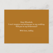 Wil je mijn bruidsmeisje zijn. Mosterd herfst scri Uitnodiging Briefkaart (Achterkant)