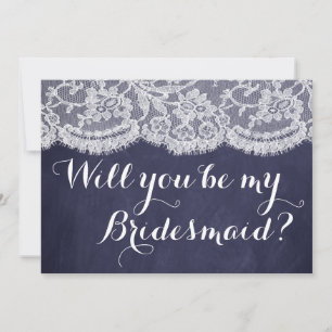 Wil je mijn bruidsmeisje zijn? Navy schoolbord & k Kaart