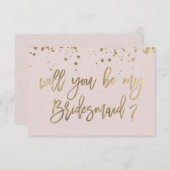 Wil je mijn bruidsmeisje zijn Roze Goud Typografie Kaart (Voorkant / Achterkant)