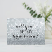 Wil je mijn bruidsmeisje zijn - Silver Glitter Fab Kaart (Staand voorkant)