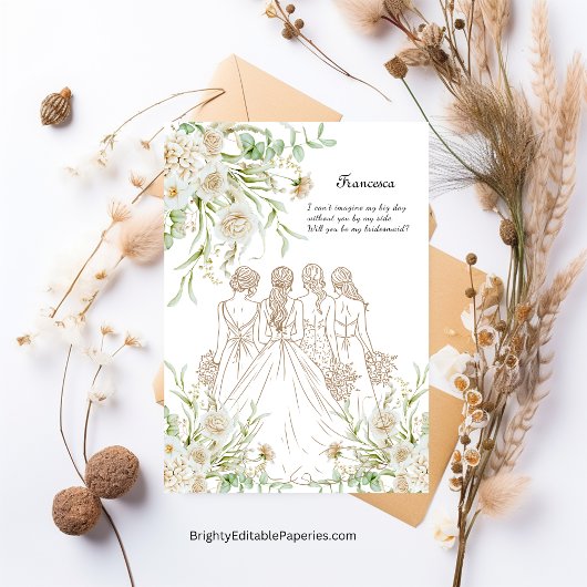 Wil je mijn bruidsmeisje zijn? Tropisch pampasgras Kaart